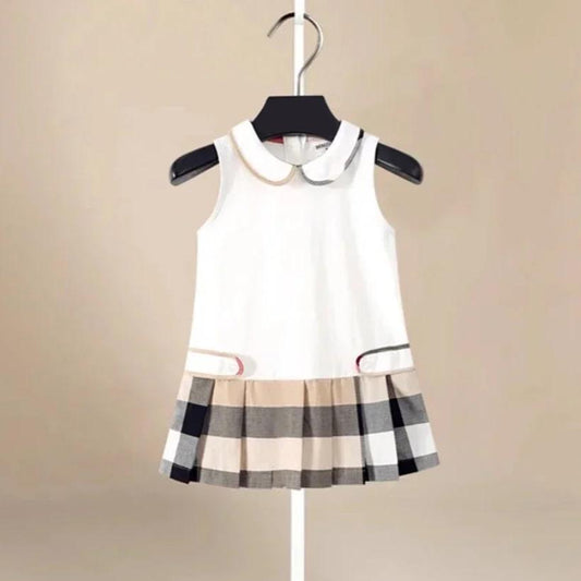 New Girls Dress Toddler Kids Cotton Dresses Baby Girls Pleated Dress Children Clothes Sleeveless Collar Girl Tennis Dress 1-6T