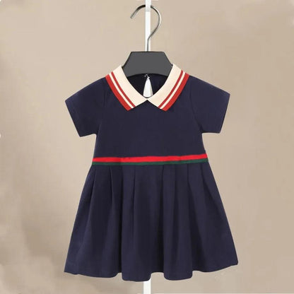 New Fashion Girl Princess Party Dresses Cotton Polo Short Sleeve Brand Summer 1-6 Years Childen'S Clothing Kids Casual Wear