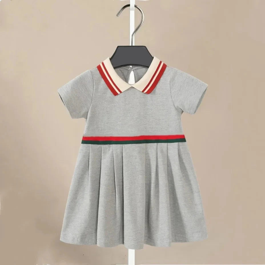 New Fashion Girl Princess Party Dresses Cotton Polo Short Sleeve Brand Summer 1-6 Years Childen'S Clothing Kids Casual Wear