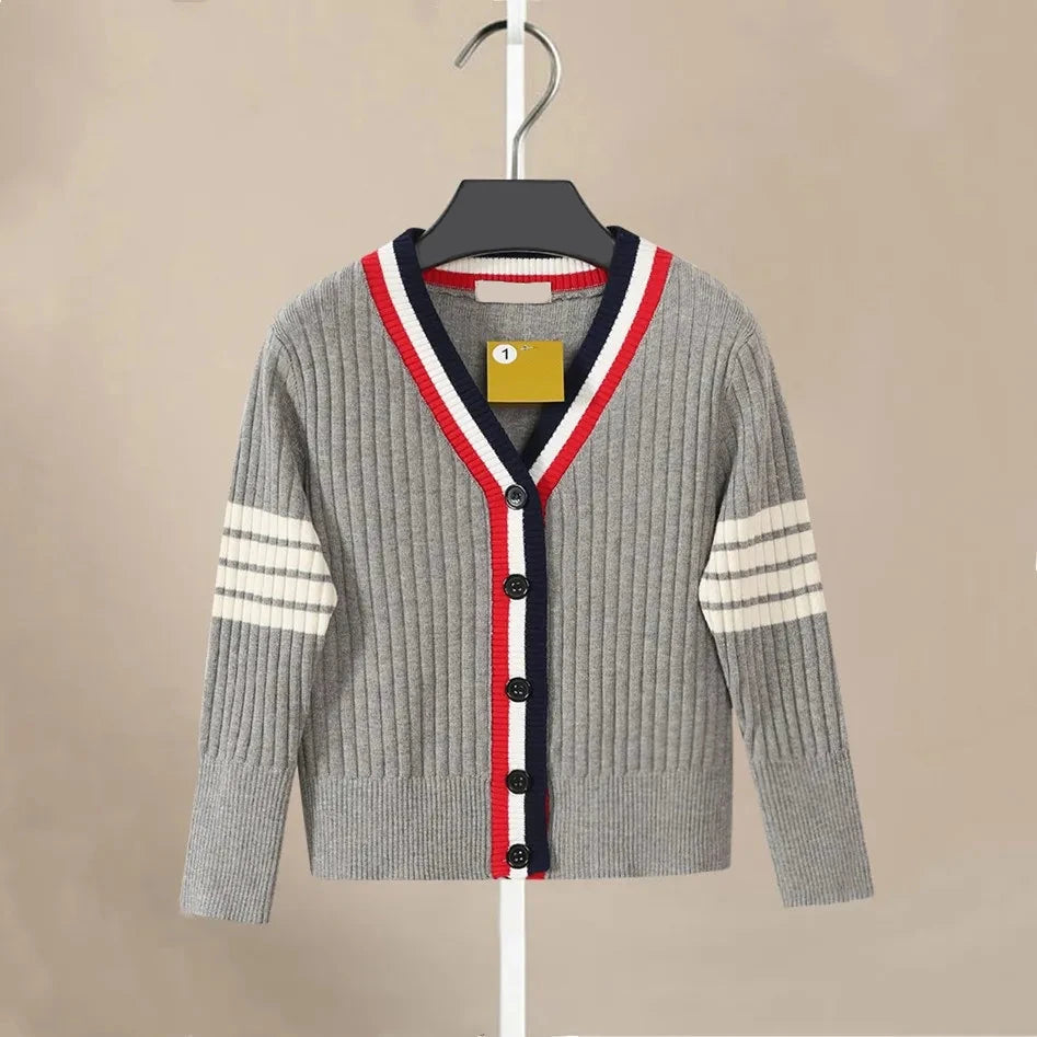 Baby Boys Knitted Cardigan Autumn Winter Kids V-Neck Cable Knit Sweater Jacket Children Fashion British Clothing Knit Coat