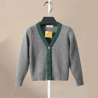 Luxury Brand Boys Girls Coat 2023 Spring and Autumn New V-Neck Cardigan Children'S Long-Sleeved Baby Sweater Sweater Baby Trend