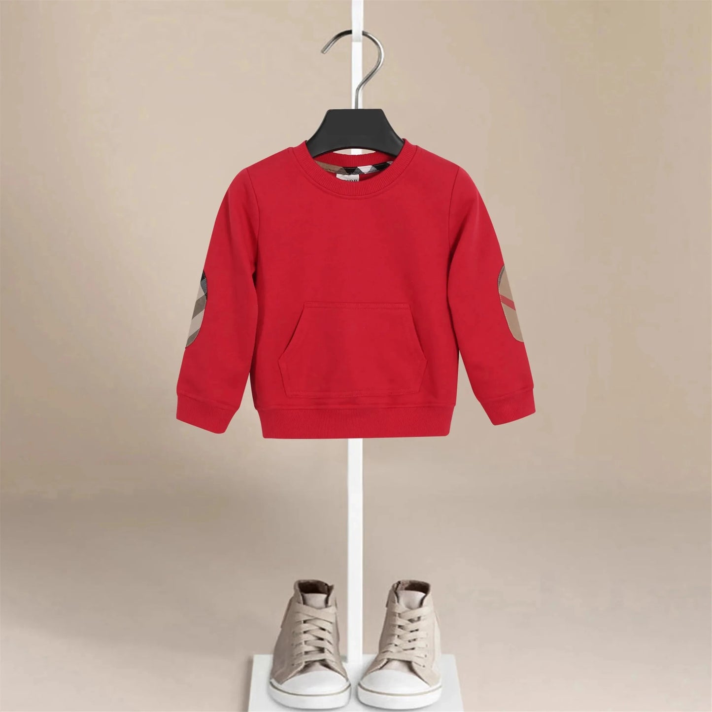 Children'S Spring Autumn Sweatshirts Girl Kids Red Tshirt Cotton Pullover Tops for Baby Boys Autumn Solid Color Clothes 2-9Years