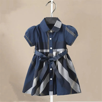 Plaid Shirt Dress for Girls with Sashes - Kids Party Dress for Autumn