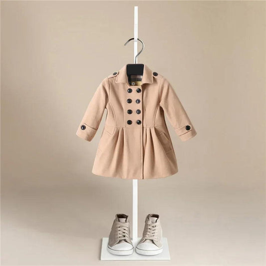 Baby Girls Woolen Jacket Coat Kids Winter Outerwear Clothes Children Spring Autumn Mid-Length Windbreaker for 2-7 Years Wear