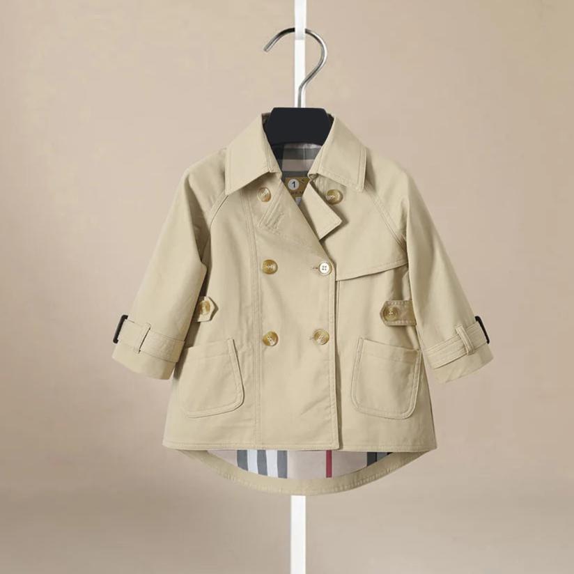 Fashion Baby Girl Boy Trench Short Back Infant Toddler Kid Windbreak Jacket Autumn Spring Child Dust Coat Baby Outwear Clothes